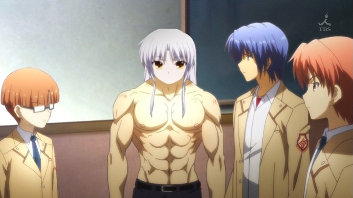 tachibana kanade, hinata hideki, otonashi yuzuru, and takeyama (angel beats!)