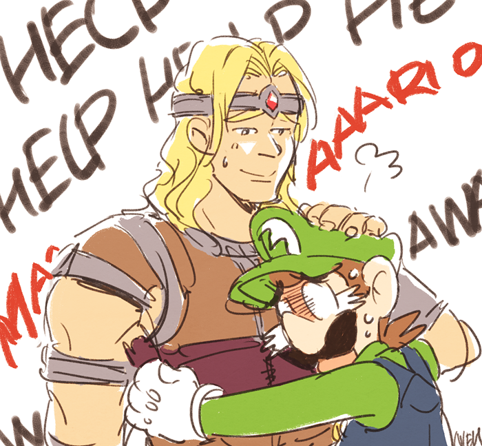 luigi and simon belmont (mario and 2 more) drawn by nowitsevenhotter