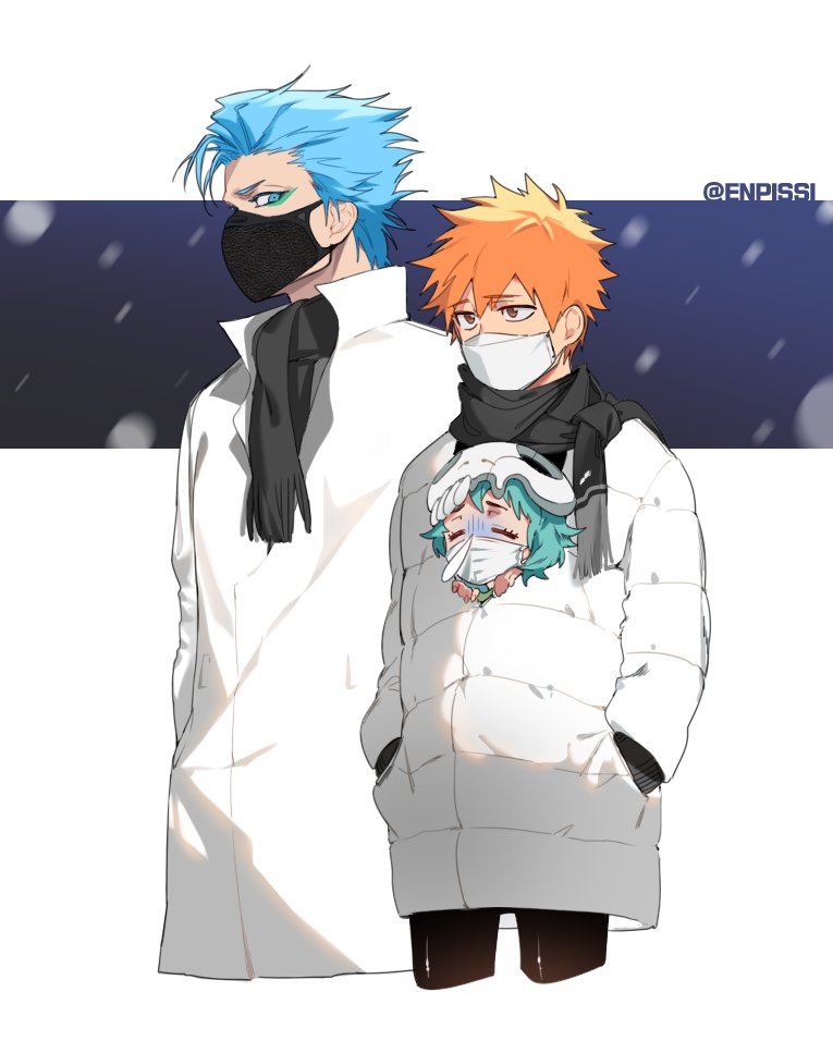 kurosaki ichigo, nelliel tu odelschwanck, and grimmjow jaegerjaquez (bleach) drawn by enpissi