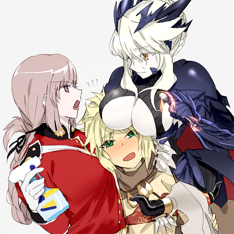 artoria pendragon, mordred, and florence nightingale (fate and 2 more) drawn by goya_(xalbino)