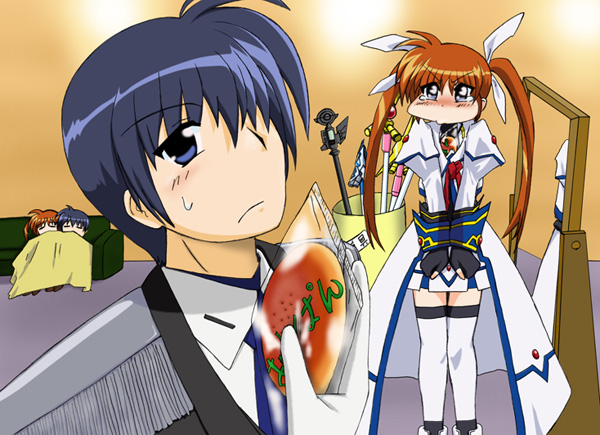 takamachi nanoha, raising heart, chrono harlaown, s2u, and durandal (lyrical nanoha and 1 more) drawn by ideaseed