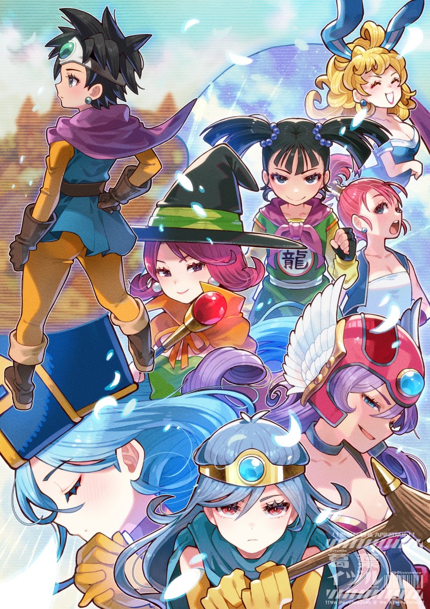 warrior, sage, priest, roto, heroine, and 4 more (dragon quest and 1 more) drawn by kuzuno_ha