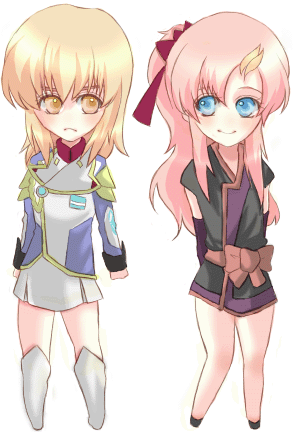 cagalli yula athha and lacus clyne (gundam and 2 more) drawn by nanasu_(nankyoku_jouyaku)