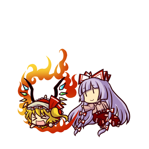 flandre scarlet and fujiwara no mokou (touhou) drawn by socha