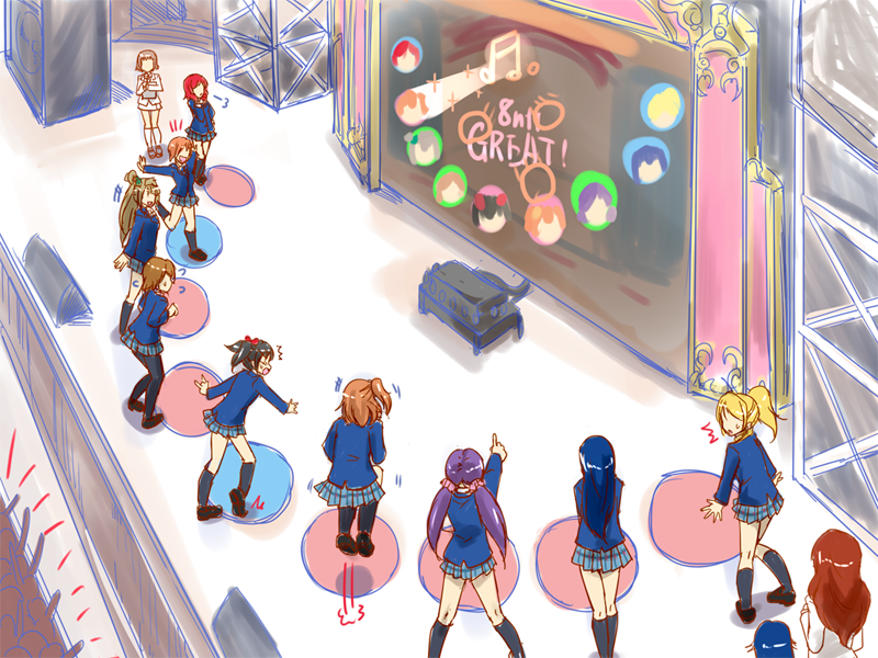 nishikino maki, tojo nozomi, sonoda umi, yazawa nico, ayase eli, and 7 more (love live! and 2 more) drawn by urutsu_sahari