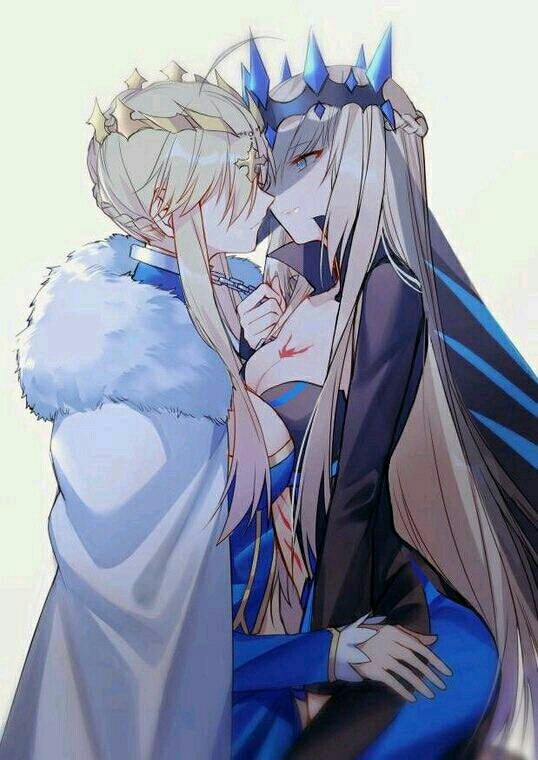 artoria pendragon and morgan le fay (fate and 2 more) drawn by yorukun