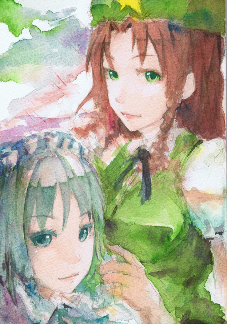 izayoi sakuya and hong meiling (touhou) drawn by first_forest