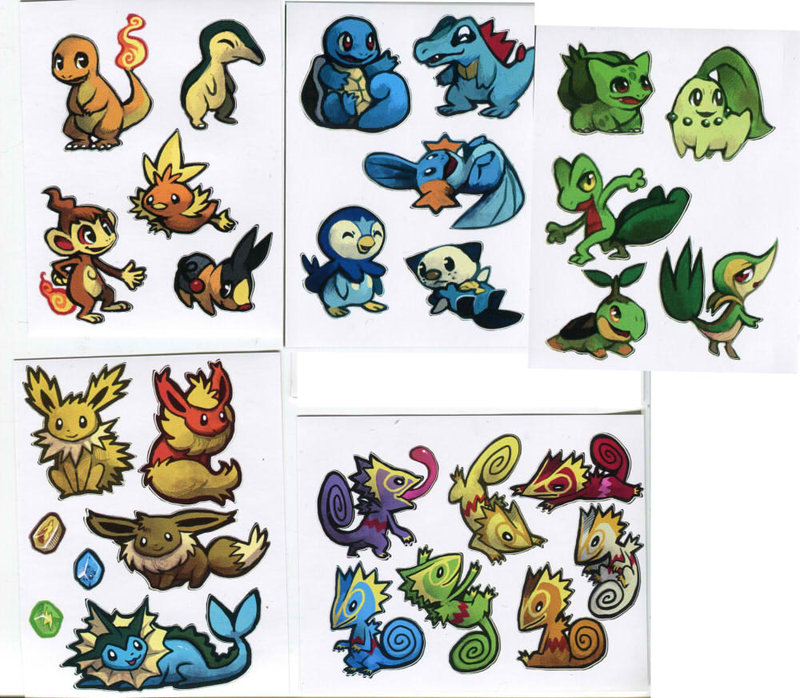 eevee, piplup, bulbasaur, vaporeon, oshawott, and 13 more (pokemon) drawn by glitchedpuppet