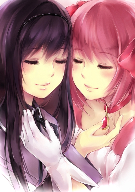 akemi homura and kaname madoka (mahou shoujo madoka magica) drawn by yukihomu
