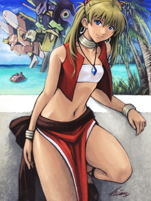 souryuu asuka langley, nadia la arwall, eva 02, eva 01, eva 00, and 1 more (neon genesis evangelion and 2 more) drawn by himura_(him-la)