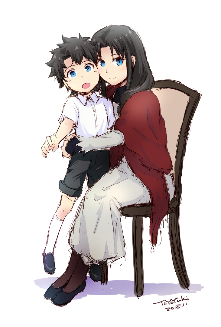 fujimaru ritsuka and tohsaka rin (fate and 2 more) drawn by iida_toyoyuki
