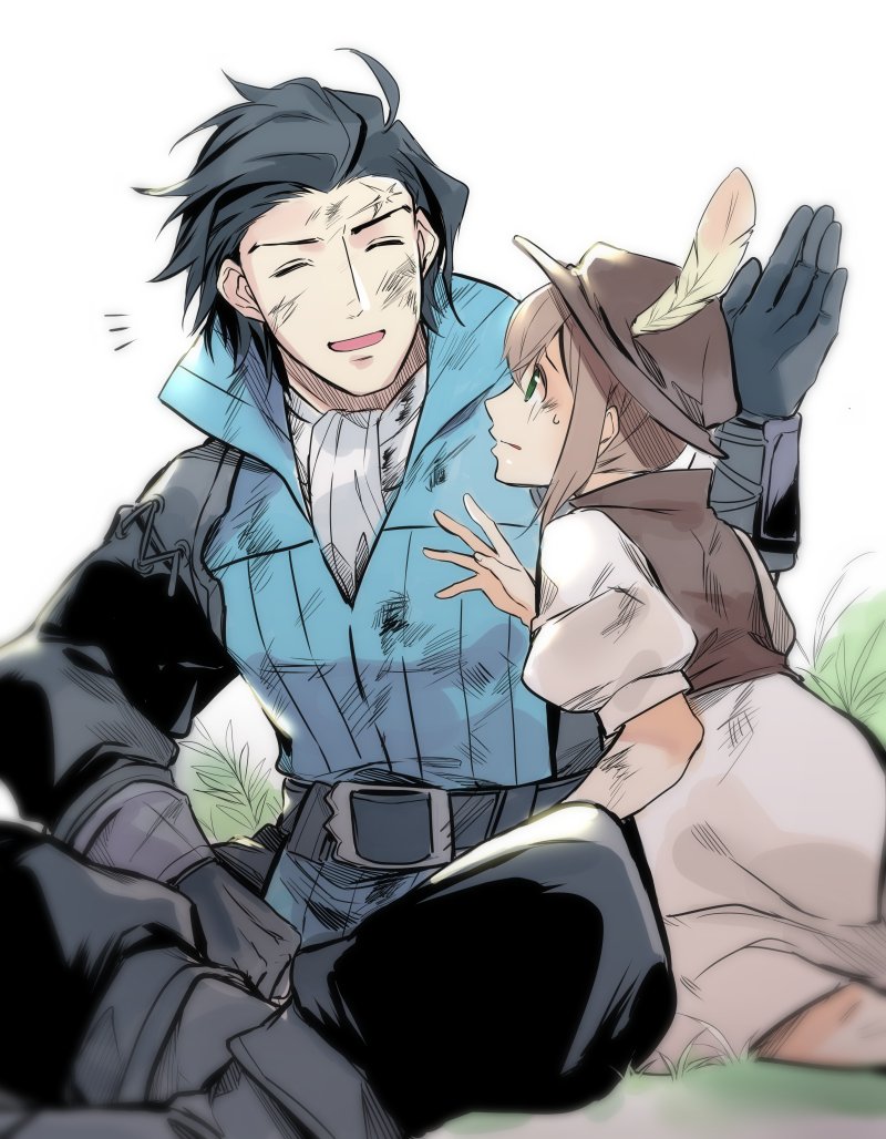 tressa colzione and olberic eisenberg (octopath traveler and 1 more) drawn by oboro_keisuke