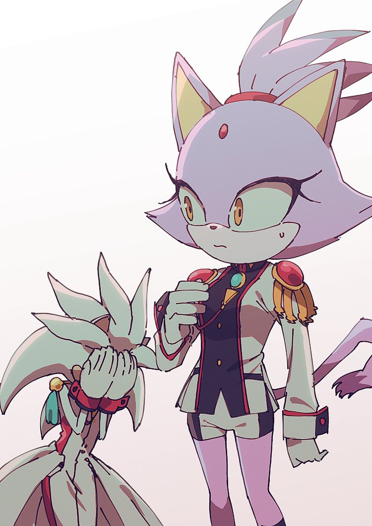 blaze the cat, tenjou utena, himemiya anthy, and silver the hedgehog (sonic and 2 more) drawn by banri_0917
