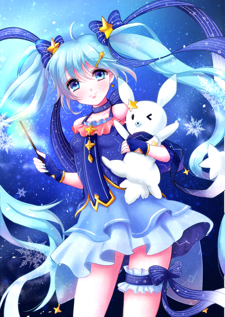 hatsune miku, yuki miku, and rabbit yukine (vocaloid and 1 more) drawn by setoda_(llgo)