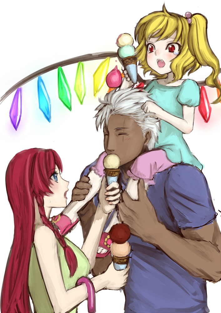 flandre scarlet, hong meiling, and krizalid (touhou and 2 more) drawn by senmi_aki