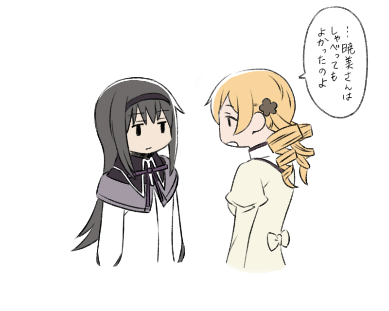 akemi homura and tomoe mami (mahou shoujo madoka magica) drawn by oda_takayuki