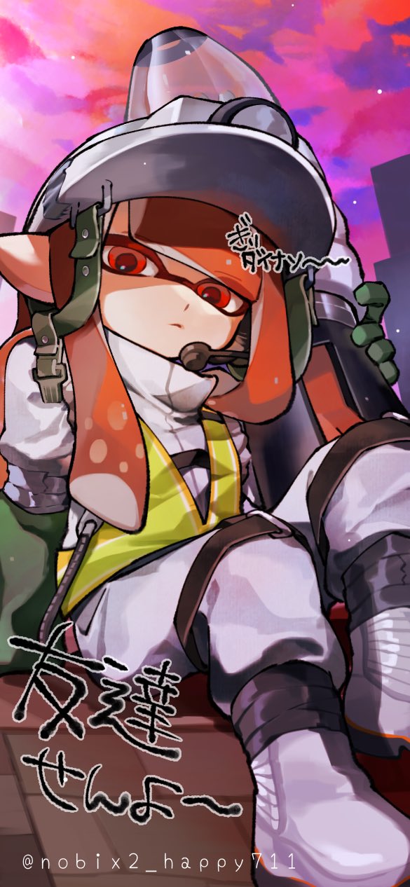 inkling player character and inkling girl (splatoon and 1 more) drawn by nobix2_happy711