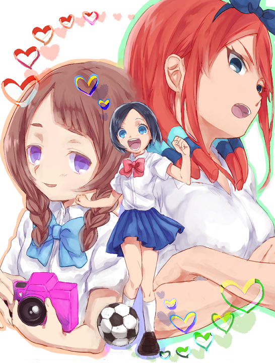 sorano aoi, yamana akane, and seto midori (inazuma eleven and 1 more) drawn by mimizubare