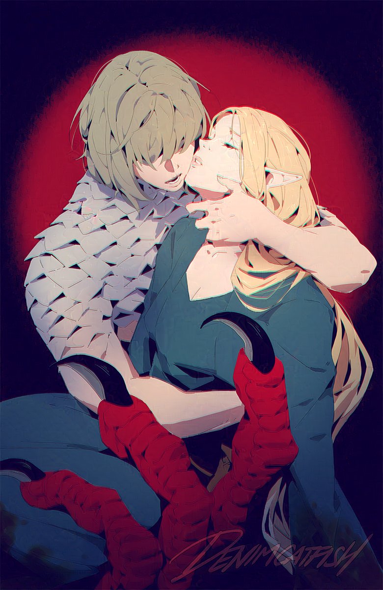 marcille donato and falin touden (dungeon meshi) drawn by denimcatfish