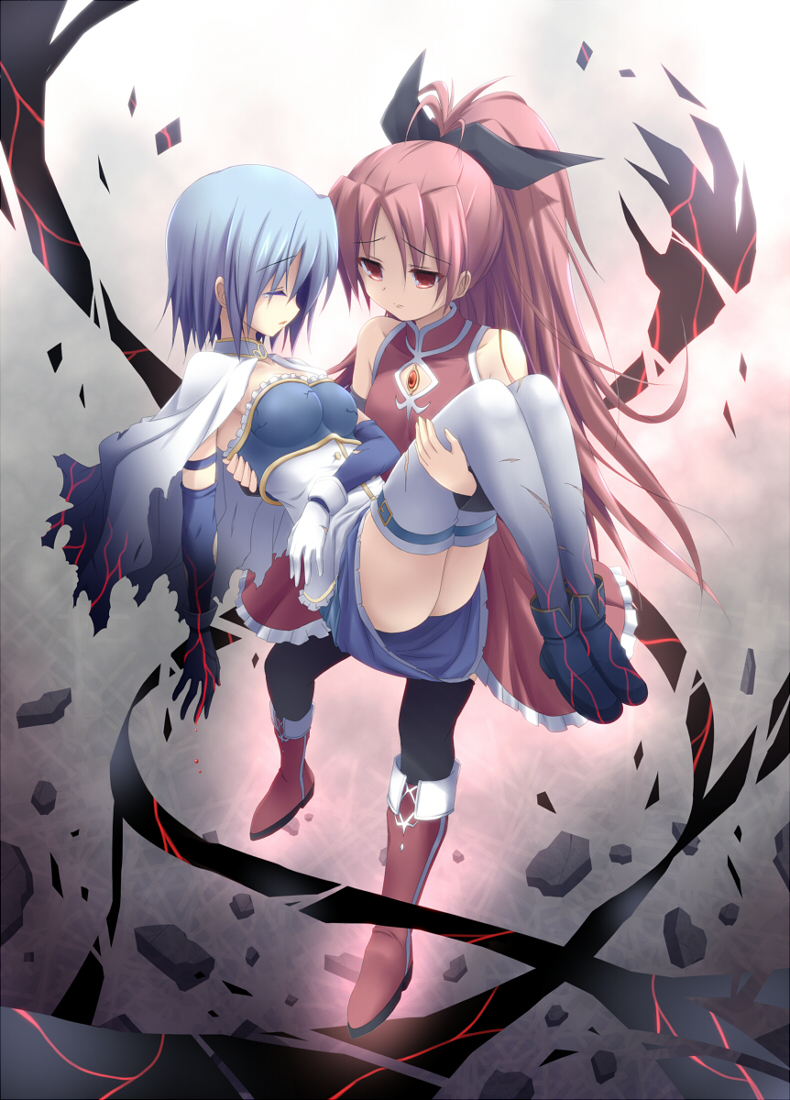 miki sayaka and sakura kyoko (mahou shoujo madoka magica) drawn by riki_(archf)