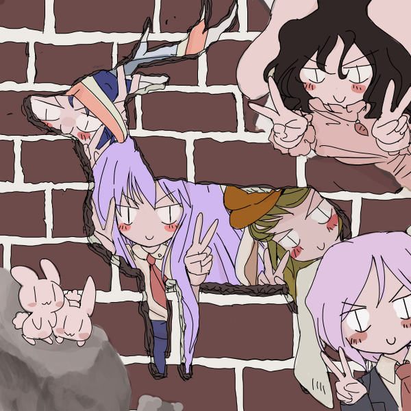 reisen udongein inaba, inaba tewi, seiran, ringo, reisen, and 1 more (touhou) drawn by oshouyu_tabetai