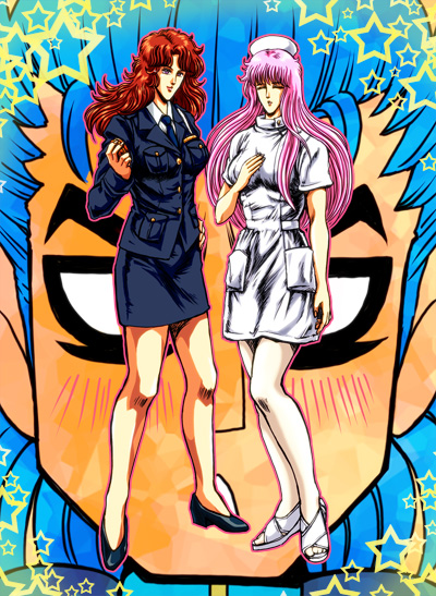 rei, mamiya, and airi (hokuto no ken and 1 more) drawn by norie