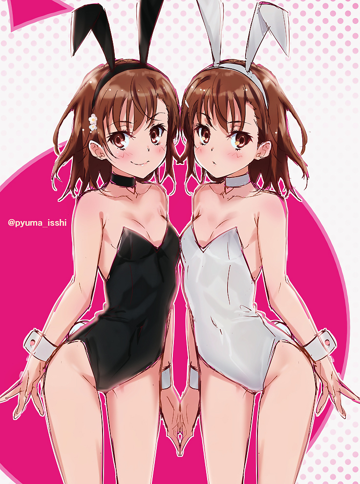 misaka mikoto and misaka imouto (toaru majutsu no index and 1 more) drawn by isshi_pyuma