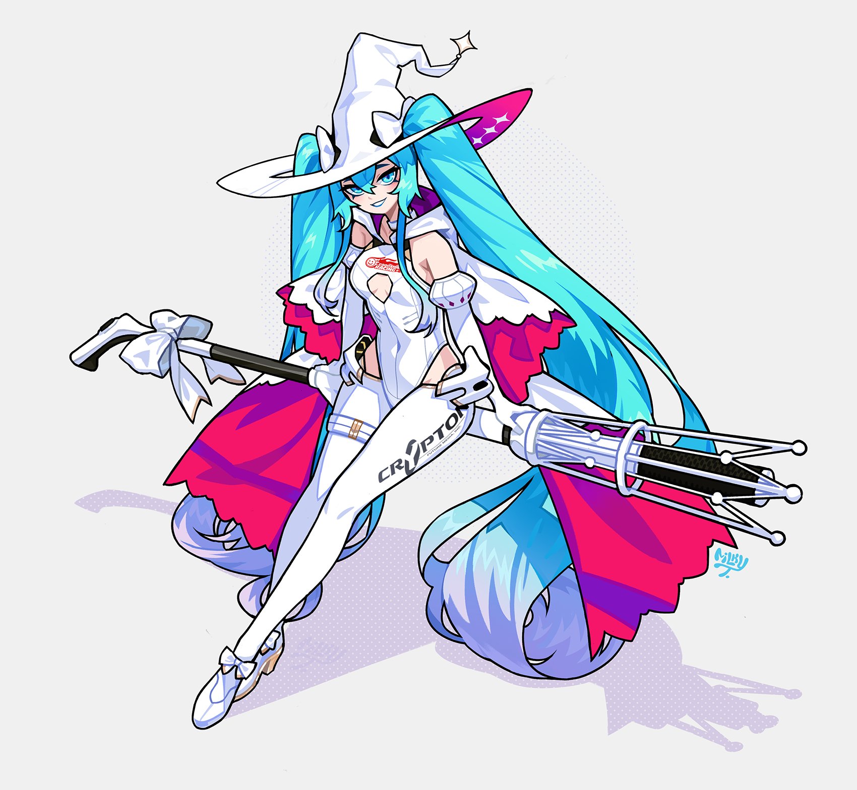 Hatsune miku racing miku and racing miku vocaloid and 1 more drawn