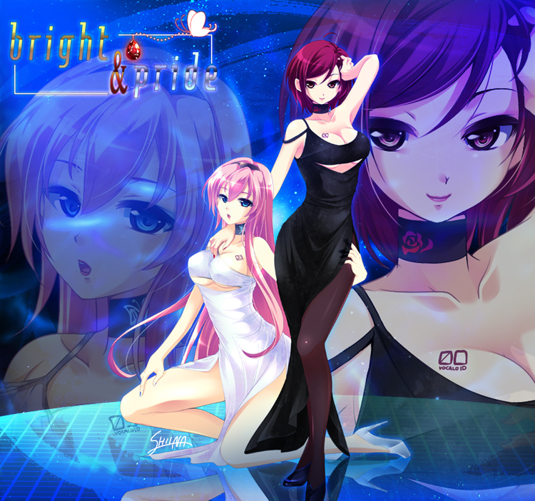 megurine luka and meiko (vocaloid) drawn by child-box