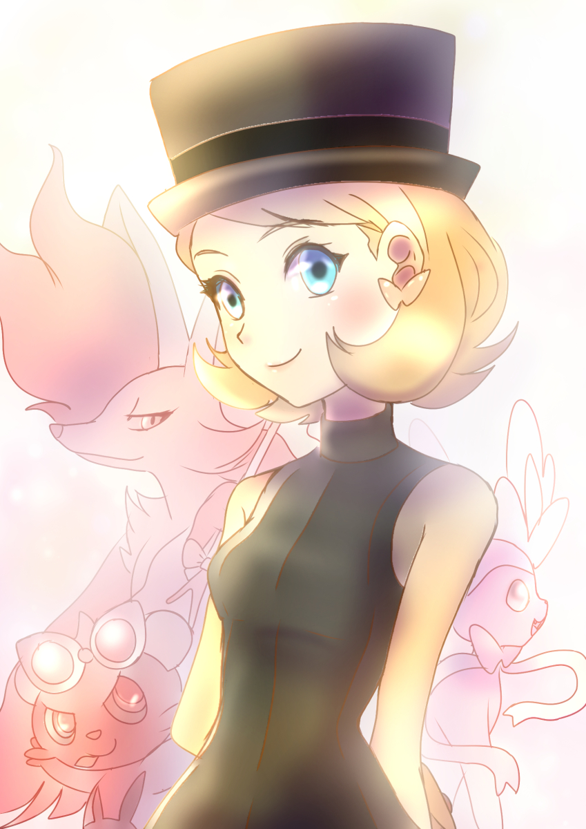 serena, sylveon, delphox, and pancham (pokemon and 1 more) drawn by konna-nani