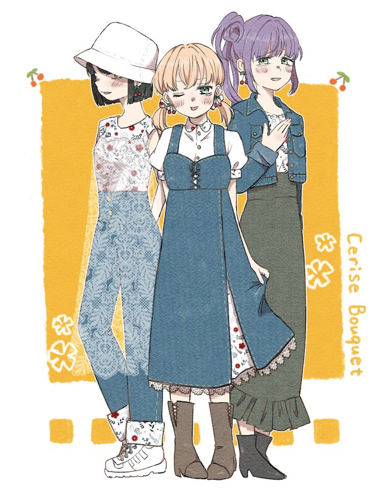 hinoshita kaho, otomune kozue, and momose ginko (love live! and 1 more) drawn by panda_no_gohan