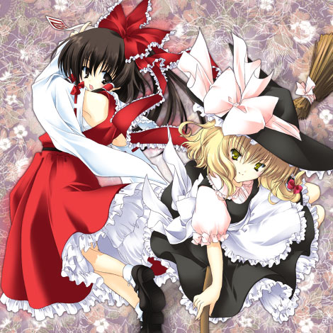 hakurei reimu and kirisame marisa (touhou) drawn by ayase_hazuki