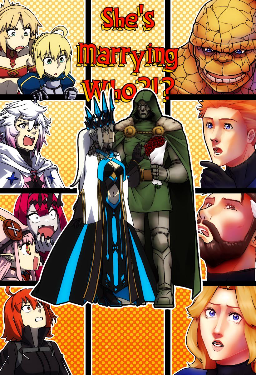 artoria pendragon, saber, fujimaru ritsuka, mordred, baobhan sith, and 9 more (fate and 3 more) drawn by lazyartlazy12