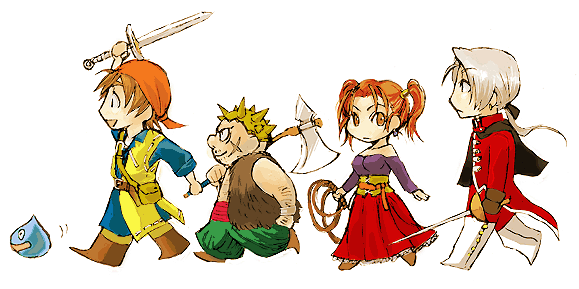slime, jessica albert, hero, kukuru, and yangus (dragon quest and 1 more) drawn by kita/jou