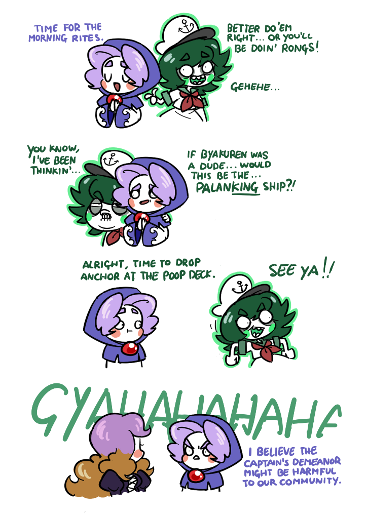 hijiri byakuren, murasa minamitsu, and kumoi ichirin (touhou) drawn by peachems_(gemu)