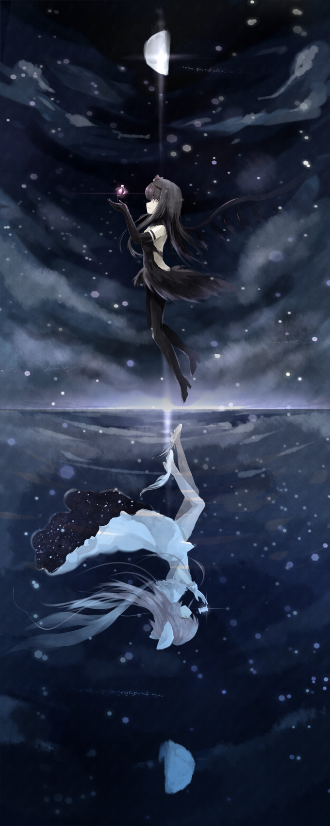 akemi homura, kaname madoka, ultimate madoka, and akuma homura (mahou shoujo madoka magica and 1 more) drawn by dena.ei