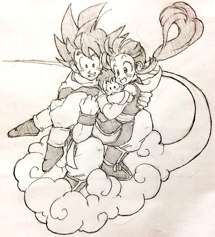 son goku, son gohan, and chi-chi (dragon ball and 1 more) drawn by tkgsize