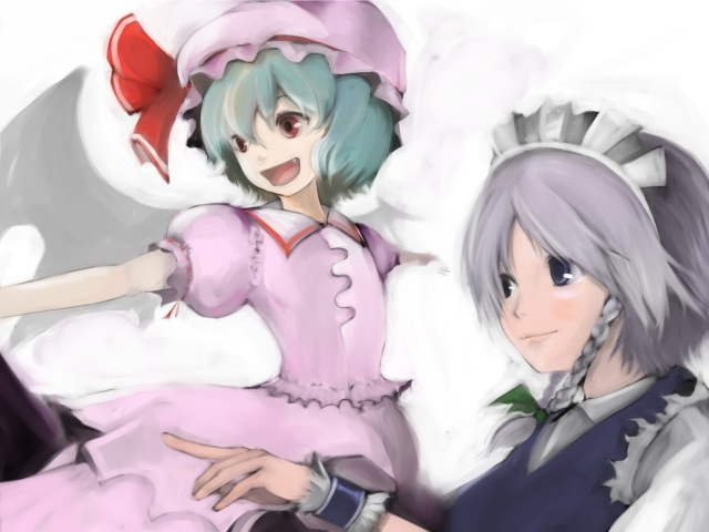 remilia scarlet and izayoi sakuya (touhou) drawn by inoe_(noie)