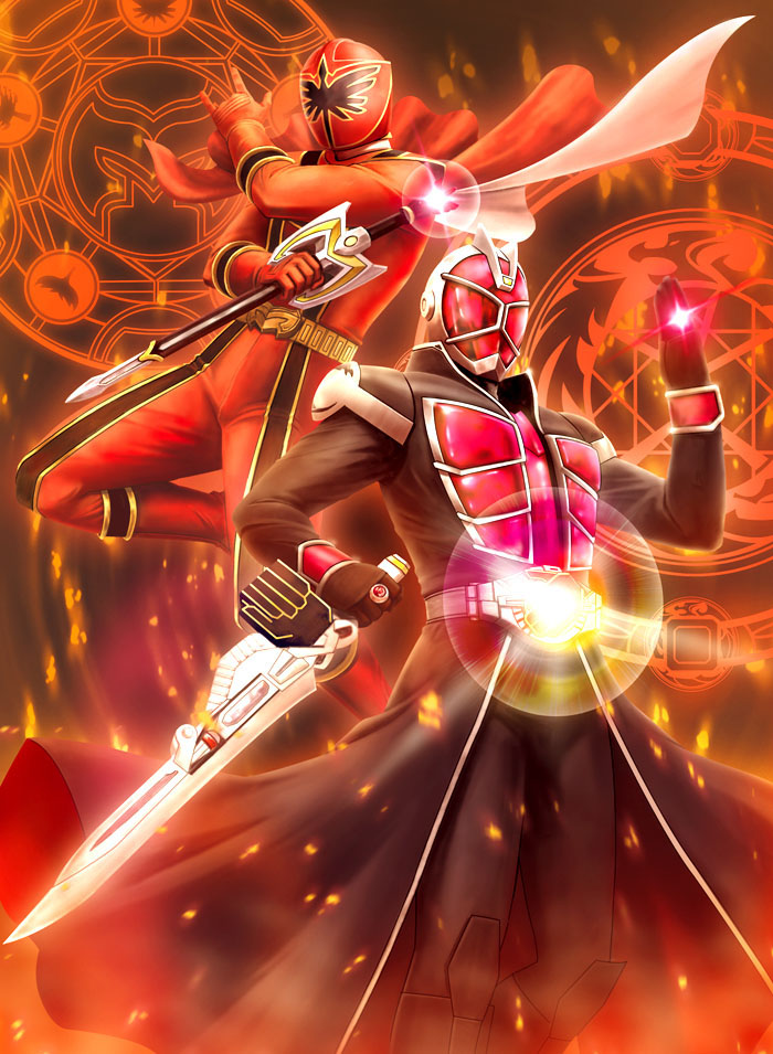 kamen rider wizard, flame style, and magired (kamen rider and 3 more) drawn by hiro_(hibikigaro)