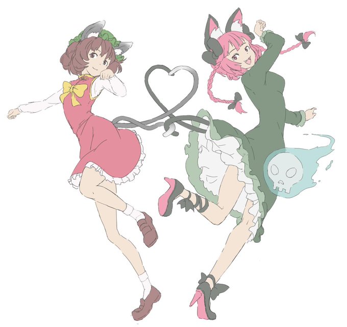 kaenbyou rin and chen (touhou) drawn by bifidus_(exkagerou8665)