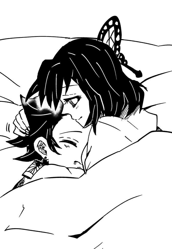 kochou shinobu and kamado tanjirou (kimetsu no yaiba) drawn by amaairito