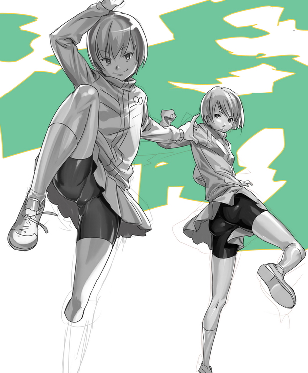satonaka chie (persona and 1 more) drawn by makacoon
