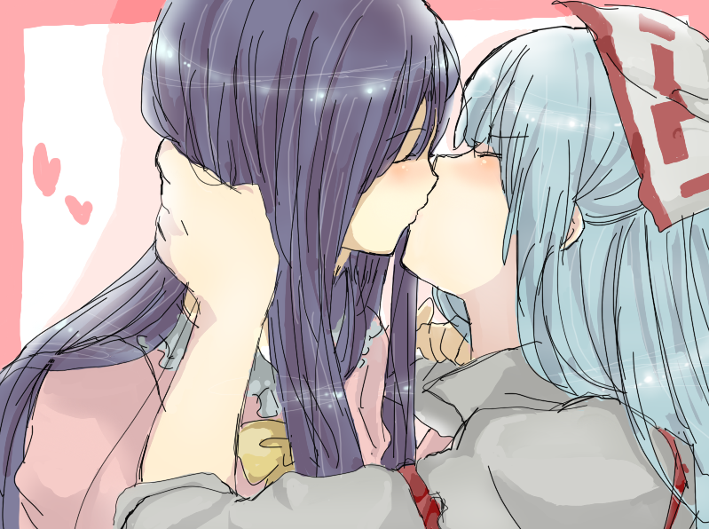 fujiwara no mokou and houraisan kaguya (touhou) drawn by kazachiha