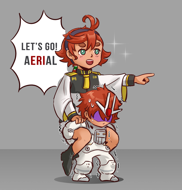 suletta mercury and ericht samaya (gundam and 1 more) drawn by dha315