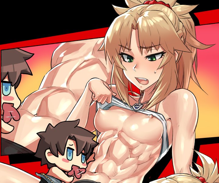 fujimaru ritsuka and mordred (fate and 2 more) drawn by mikoyan