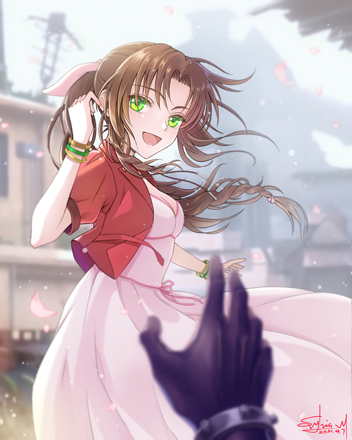 cloud strife and aerith gainsborough (final fantasy and 2 more) drawn by sylvia_m