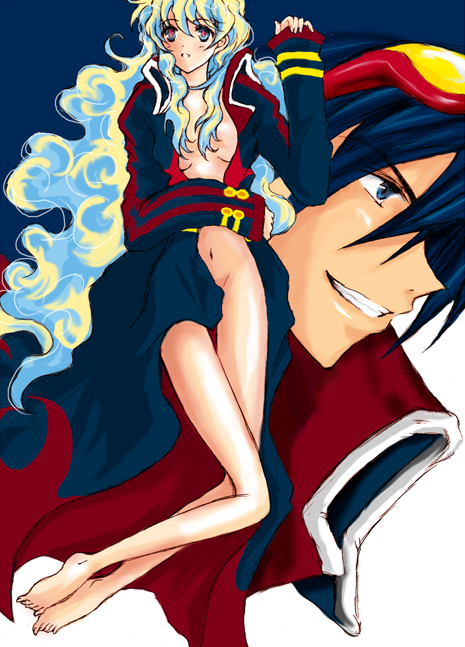 nia teppelin and simon (tengen toppa gurren lagann) drawn by croswa