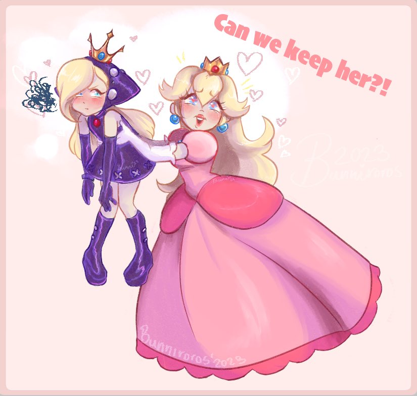 princess peach and warupeach (mario and 2 more) drawn by bunniroros