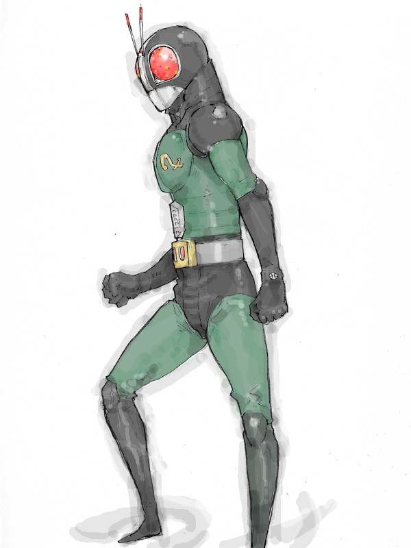 kamen rider black rx (kamen rider and 1 more) drawn by kyuraa_(kyura9een)