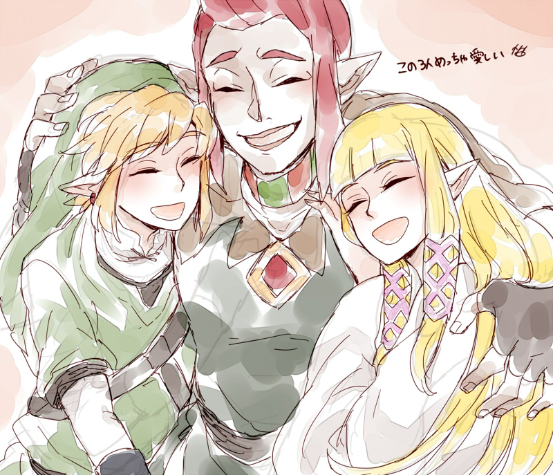 link, princess zelda, and groose (the legend of zelda and 1 more) drawn by shio_(yuzu69)